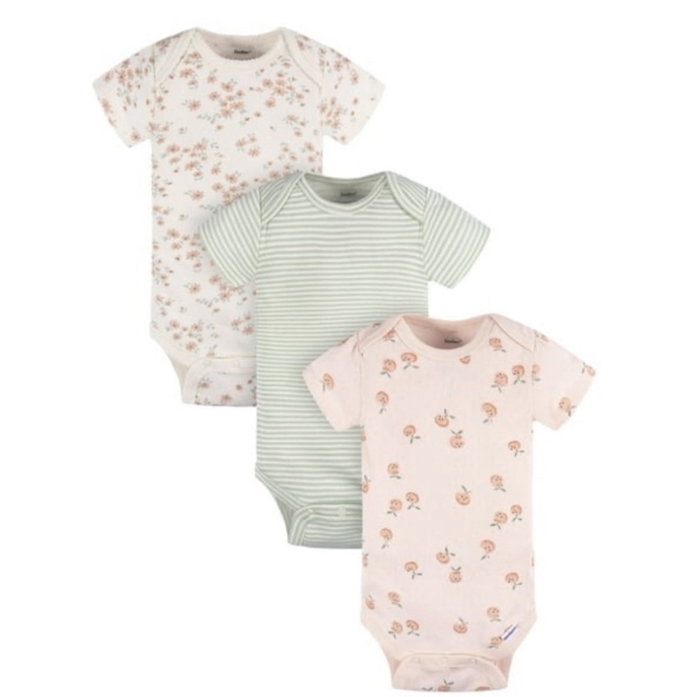 Worn Once 0-3(Nbrn), Gerber Baby Bodysuit 3 Piece Set Peach Print